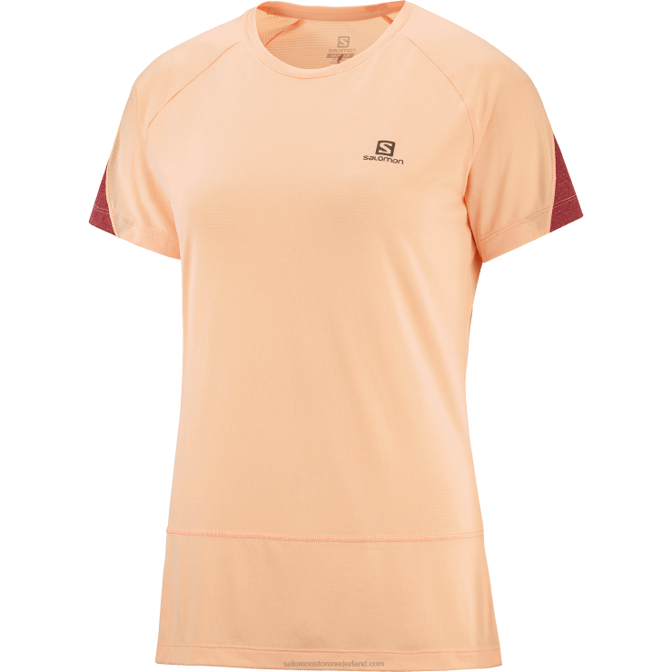 dames T-shirt met korte mouwen - cross run Salomon 22DD8891 abrikozenijs/heide/cabernet