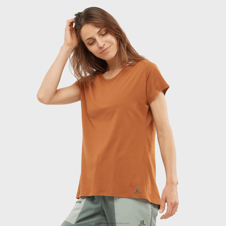 dames T-shirt met korte mouwen - essentieel gevormd Salomon 22DD8895 honing gember