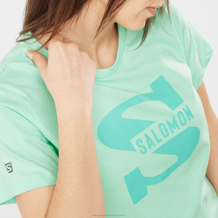 dames T-shirt met korte mouwen - outlife groot logo Salomon 22DD8902 strand glas