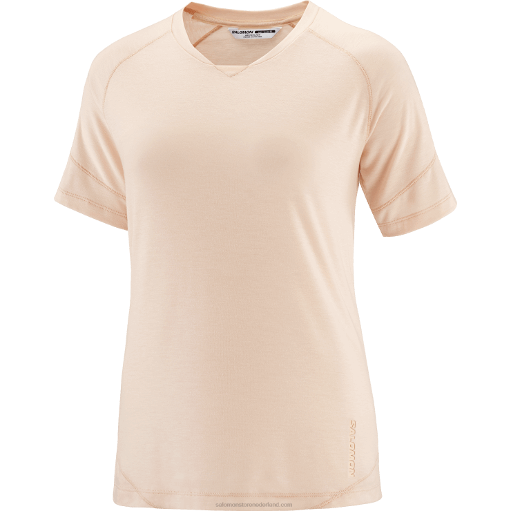 dames T-shirt met korte mouwen - runlife Salomon 22DD8912 cremebruin/heide