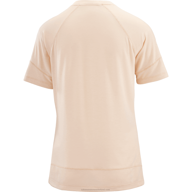 dames T-shirt met korte mouwen - runlife Salomon 22DD8912 cremebruin/heide