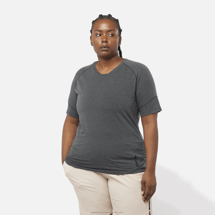 dames T-shirt met korte mouwen - runlife Salomon 22DD8913 diep zwart/heide