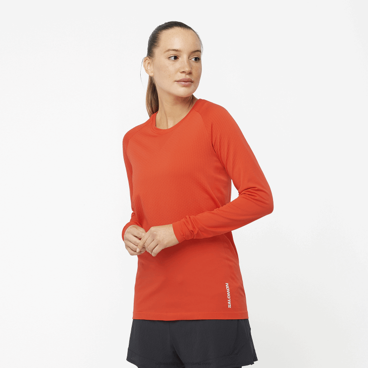 dames T-shirt met lange mouwen - sense aero naadloos Salomon 22DD8909 vurig rood