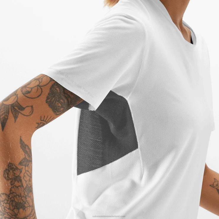 dames t-shirt met korte mouwen - shortney Salomon 22DD8911 wit/diep zwart