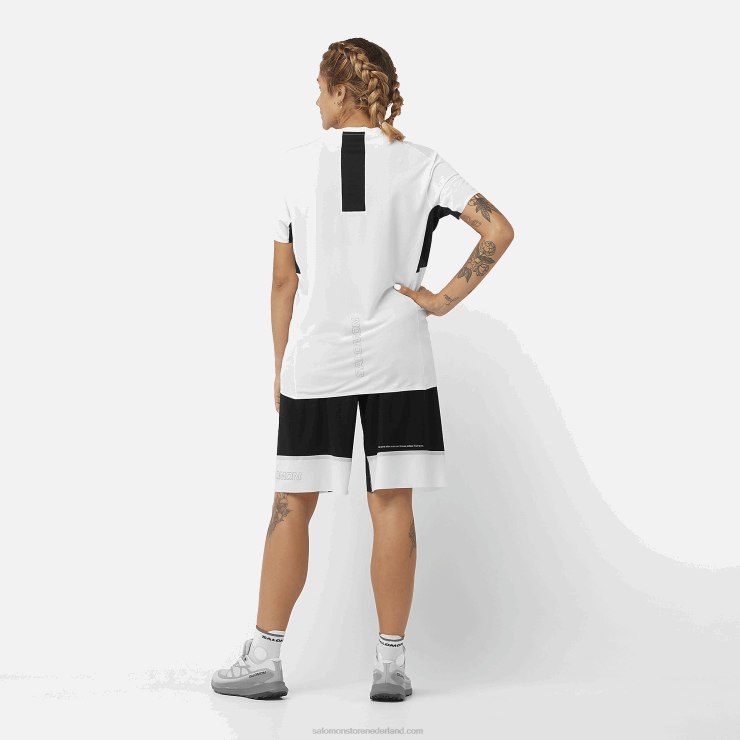 dames t-shirt met korte mouwen - shortney Salomon 22DD8911 wit/diep zwart