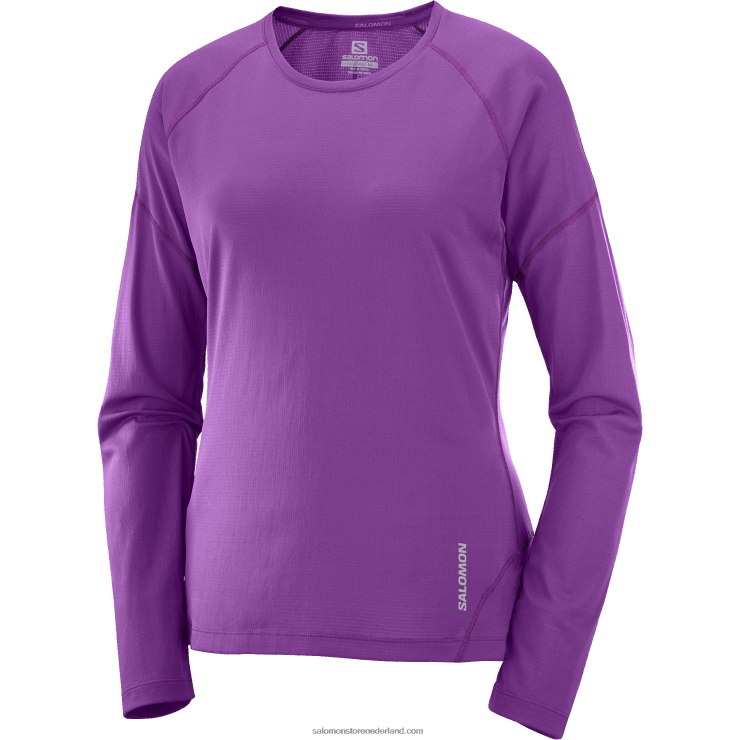 dames t-shirt met lange mouwen - cross run Salomon 22DD8916 kroonjuweel