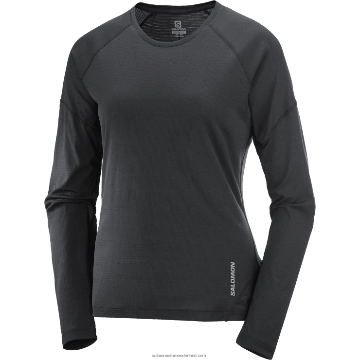 dames t-shirt met lange mouwen - cross run Salomon 22DD8918 diep zwart/capsule