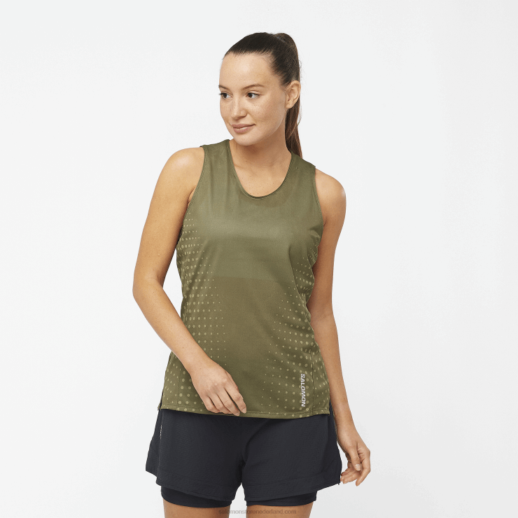 tanktop voor dames - sense aero Salomon 22DD8904 druivenblad/donkergroen
